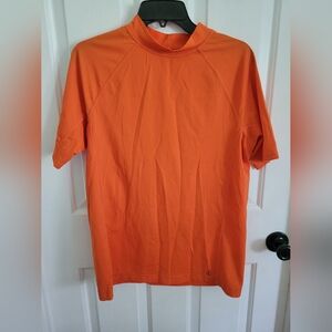 Lands’ End Youth XL Boys Orange Rash Guard Tee Swim Top Short Sleeve